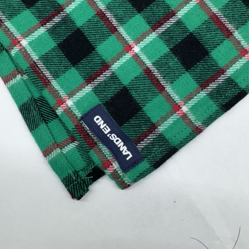 Lands' End Flannel Dog Bandana Set of‎ 2 Large Emerald Gulf Field Check NEW